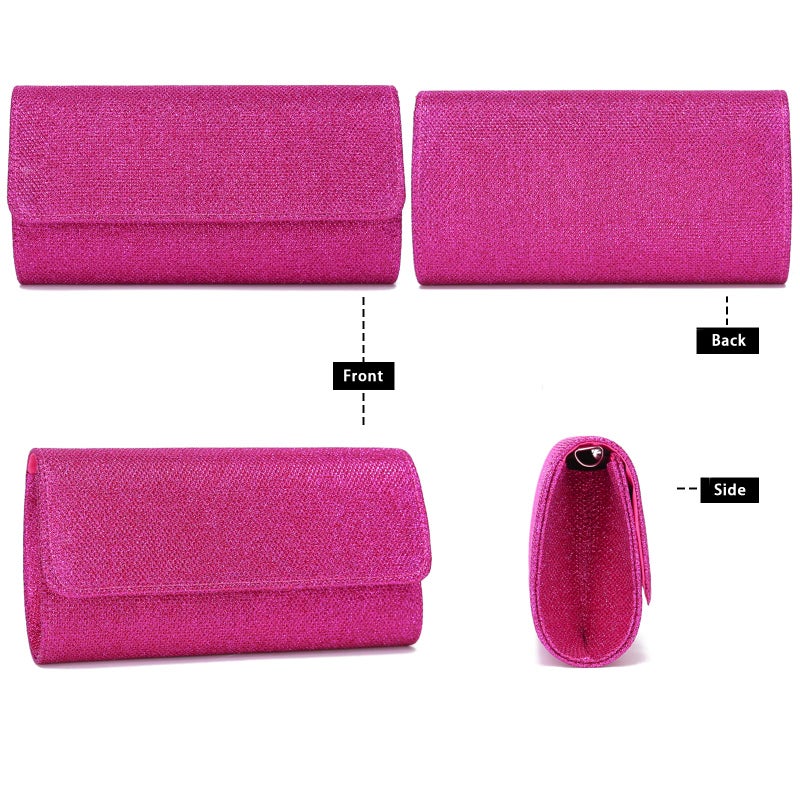 Outrip Women's Evening Bag Clutch Purse Glitter Party Wedding Handbag with Chain (Rose) - Image 3